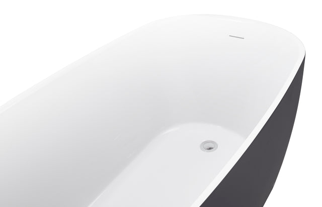 59" 100% Acrylic Freestanding Bathtub,Contemporary Soaking Tub,white inside and gray outside
