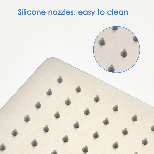 10" Square Rainfall & High Pressure Stainless Steel Bath Showerhead, Waterfall Full Body Coverage With Silicone Nozzle
