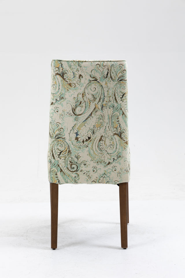 Cover Removable Interchangeable and Washable Multi-color Blue Floral Fabric Upholstered Parsons Chair with Solid Wood Legs 2 PCS