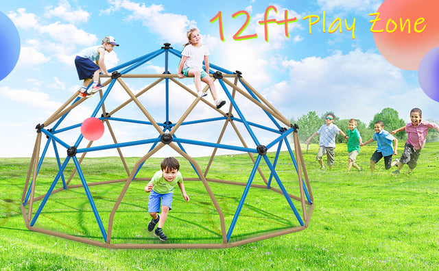 Kids Climbing Dome Tower - 12 ft Jungle Gym Geometric Playground Dome Climber Monkey Bars Play Center, Rust & UV Resistant Steel Supporting 1000 LBS