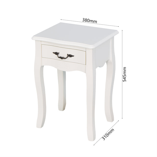 White Living Room Floor-standing Storage Table with a Drawer, 4 Curved Legs