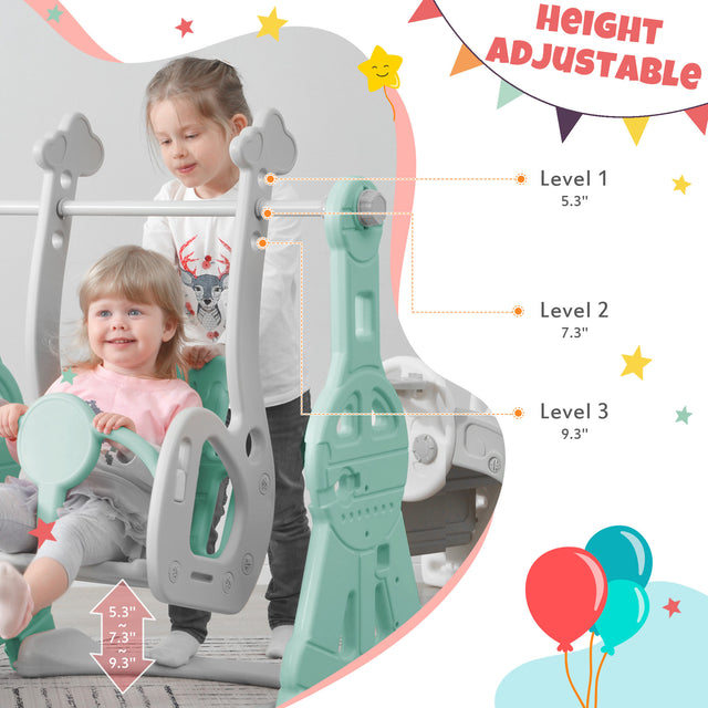 Toddler Slide and Swing Set 3 in 1, Kids Playground Climber Swing Playset with Basketball Hoops Freestanding Combination Indoor & Outdoor