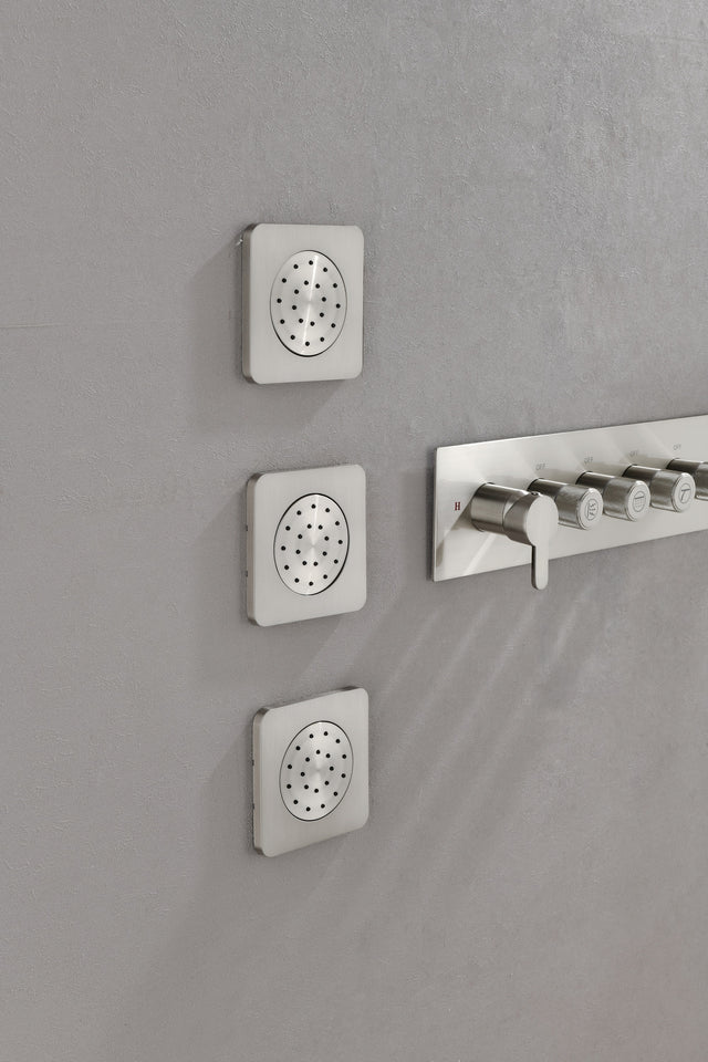 Wall Mounted Waterfall Rain Shower System With 3 Body Sprays & Handheld Shower