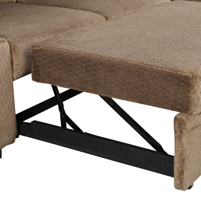 95.7" Modern Padded Upholstered Sofa Bed Sleeper Sectional Sofa with Storage Chaise and Cup Holder for Living Room Furniture Set