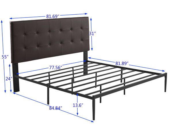 B112 King bed PVC cover haedboard with Sponge interlayer. Strong iron frame with high temperature paint