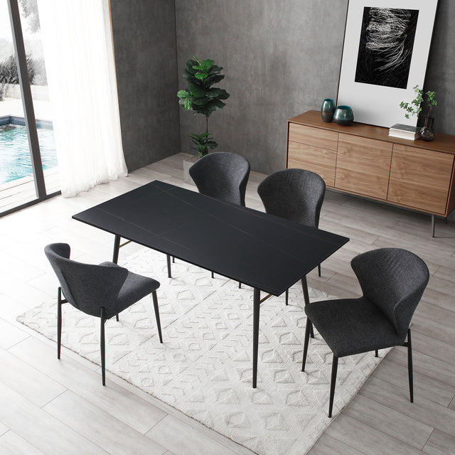Dining Table Ceramic Tile Kitchen Table Small Space Dining Table for kitchen living room or office Black 62inch