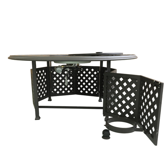 53" Round Aluminum Propane Gas Firepit Table, Chocolate Silk