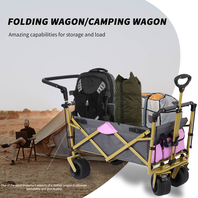 Push & Pull Utility Folding Wagon with Removable Canopy