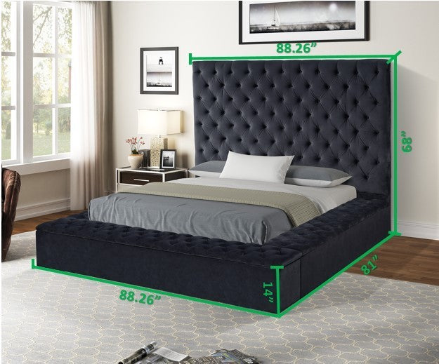Nora Queen 6 Pc Vanity Tufted Storage Bedroom Set made with Wood in Gray