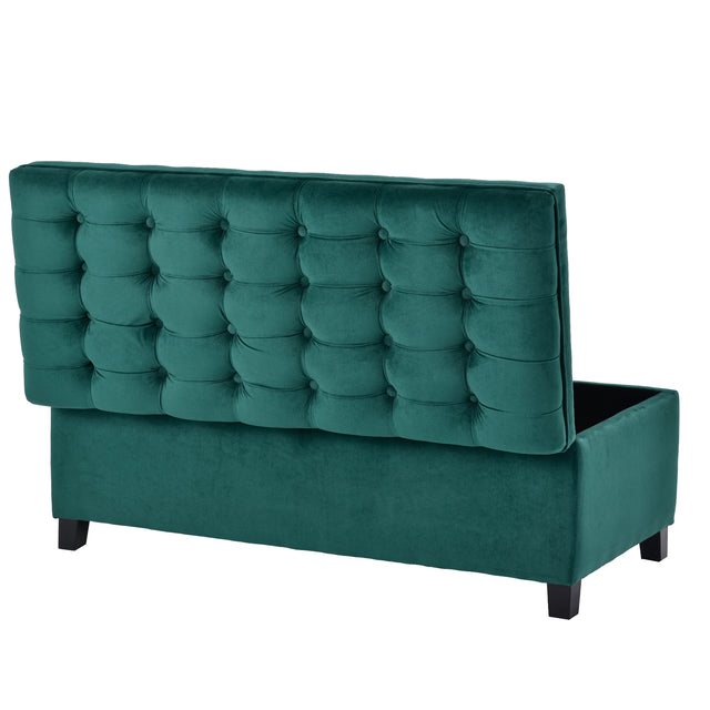U-stye Upholstered Flip Top Storage Bench with Button Tufted Top