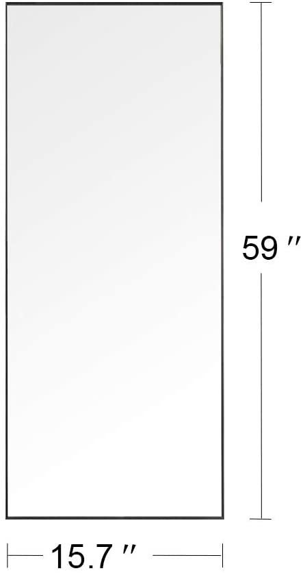 Miro 1500 400-b Full Length Mirror Floor Mirror Hanging Standing or Leaning, Bedroom Mirror Wall-Mounted Mirror with Black Aluminum Alloy Frame, 59" x 15.7"