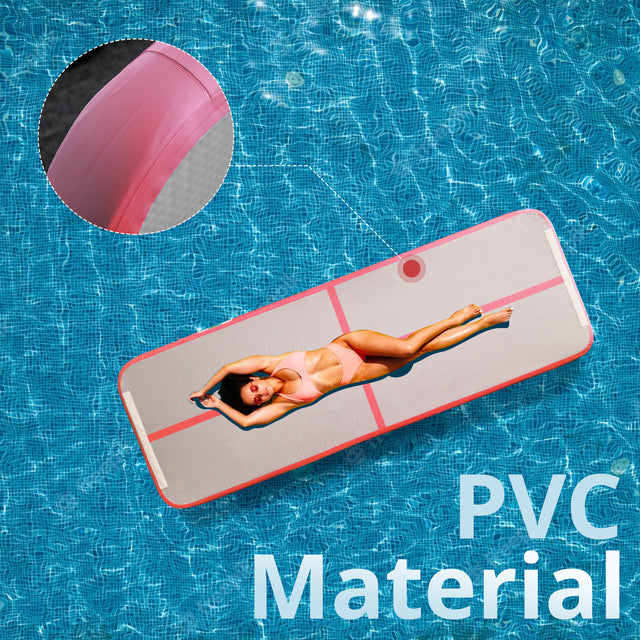inQracer Gymnastics Mat Air Mats 10ft, Inflatable Tumbling Mat Tumble Track Air Floor with Electric Air Pump for Kids Home Use/Cheerleading/Gym/Outdoor/Yoga/Water Use, Pink