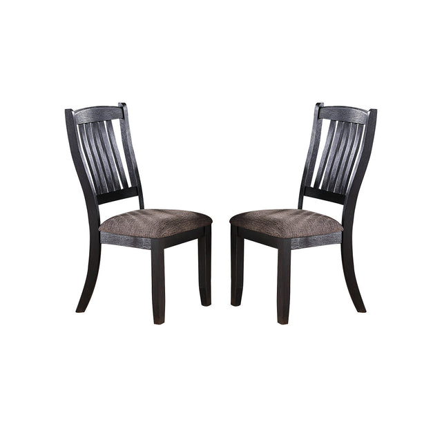 Dark Coffee Fabric Upholstered Side Chairs, Black(Set of 2)