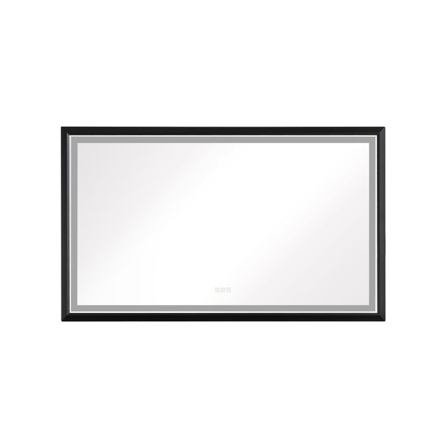 60in. W x 36in. H Oversized Rectangular Black Framed LED Mirror Anti-Fog Dimmable Wall Mount Bathroom Vanity Mirror Wall Mirror Kit For Gym And Dance Studio 36X 60