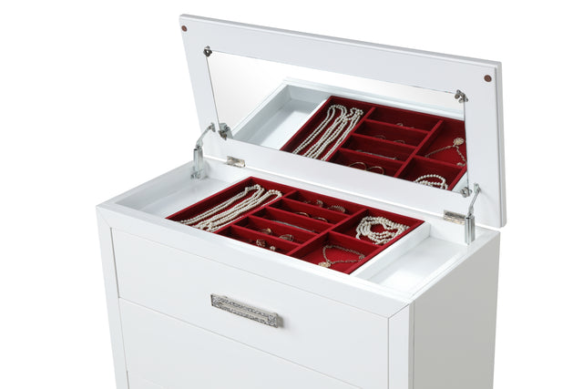 Coco King 6 Pc Vanity LED Bedroom Set made with Wood in Milky White