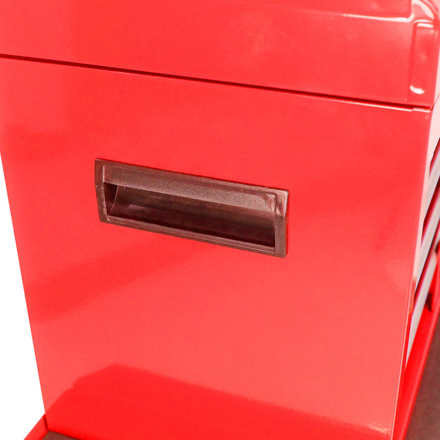 Detachable 5 Drawer Tool Chest with Bottom Cabinet and one Adjustable Shelf--Red