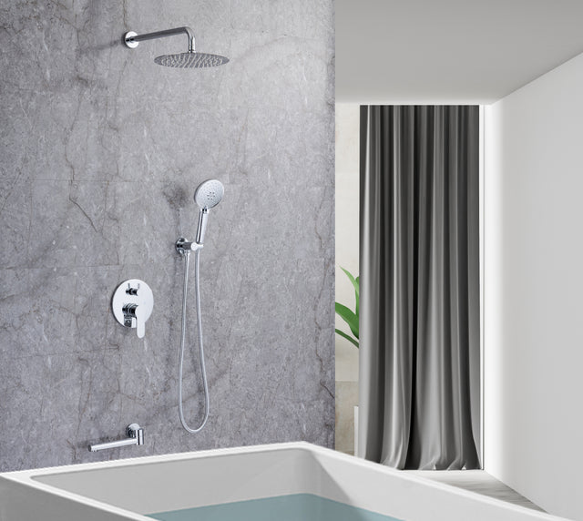 Tub Shower Faucets Sets Complete Bathtub Faucet Set Brushed Nickel Bathtub Shower System with Tub Spout, Bathroom Tub and Shower Faucet Combo Trim Kit with Rough-in Valve