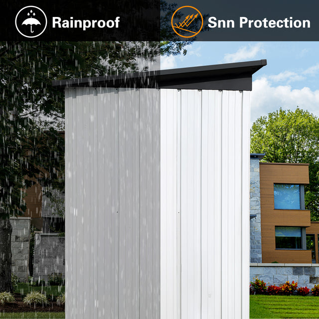 Metal garden sheds 5ftx3ft outdoor storage sheds White+Black