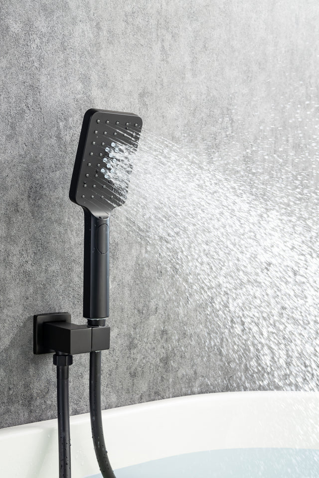 Waterfall Tub Faucet Wall Mount Roman Tub Filler Chrome Single Handle Brass Bathroom Bathtub Faucet with Hand Shower