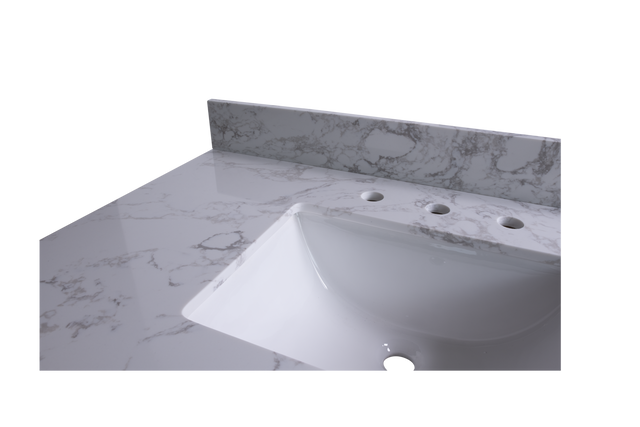 Montary 43" carrara white engineered stone vanity top backsplash