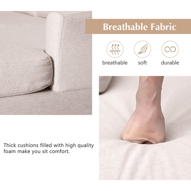 Ustyle Modern Large U-Shape Sectional Sofa, Double Extra Wide Chaise Lounge Couch, Beige