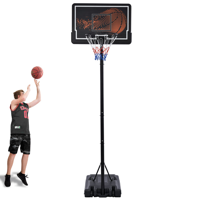 Portable Basketball Hoop & Goal, Outdoor Basketball System with 8.5-10ft Height Adjustment in 35'' Backboard for Youth