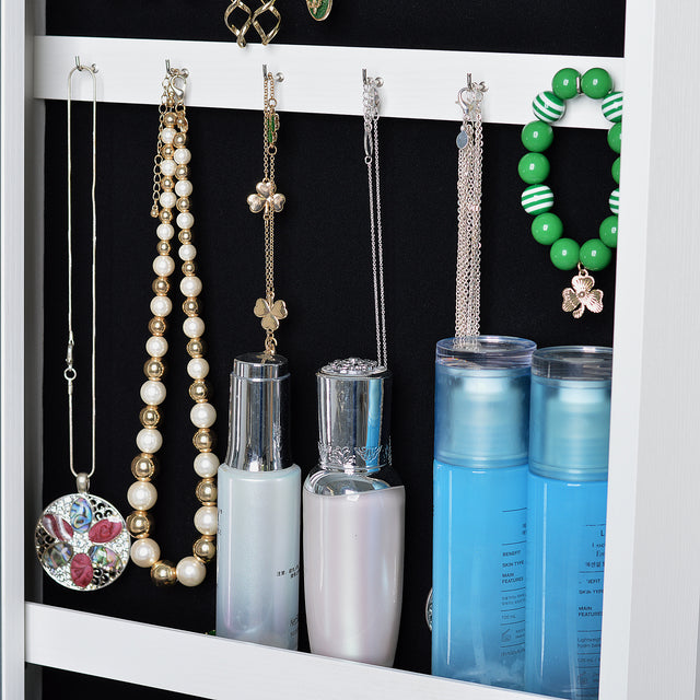 Full Mirror Fashion Movable Push-Pull Jewelry Storage Cabinet With hanger rod