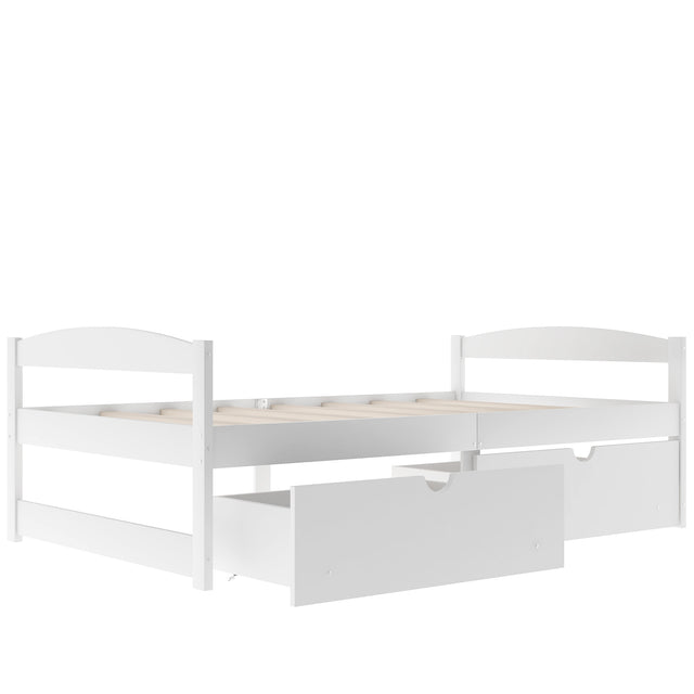 Twin size platform bed, with two drawers, white(New)