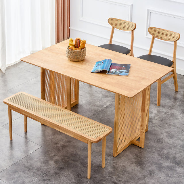 Dining Table.Chinese-style Rural Retro MDF Dining Table, Simple Modern Imitation Rattan Dining Table, Wooden Dining Table, Office Table.Suitable for Dining Room, Living Room and Office