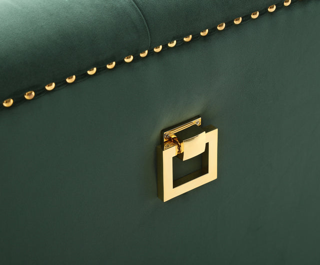 Russell Tufted Upholstery Sofa Finished in Velvet Fabric in Green