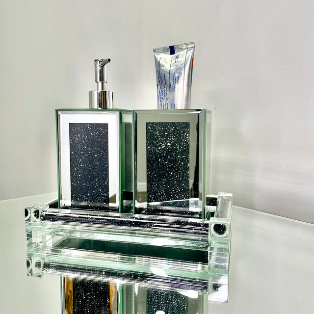 Ambrose Exquisite 3 Piece Square Soap Dispenser and Toothbrush Holder with Tray