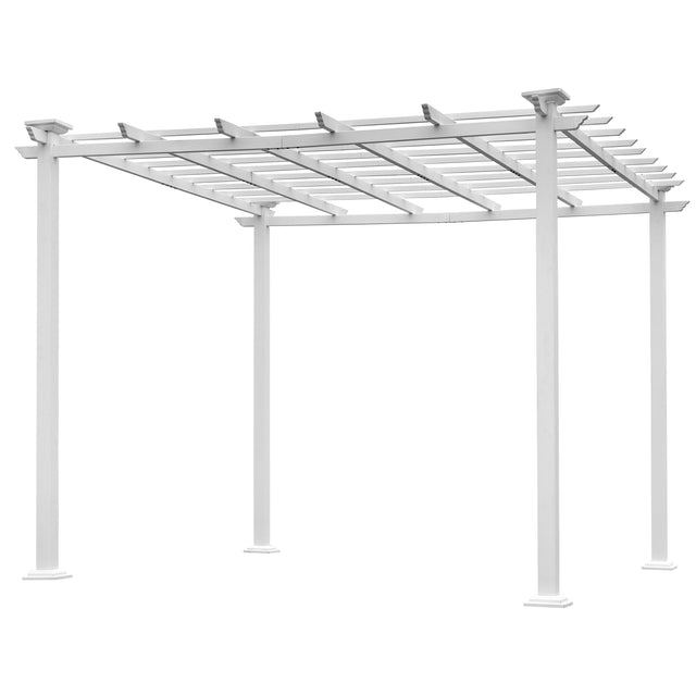 GO 10’ x 10’ White Iron Pergola Gazebo for Vines Pure Iron Chic Lid Cover Design Sleek Seams Hidden Joints Elegant White Trellis