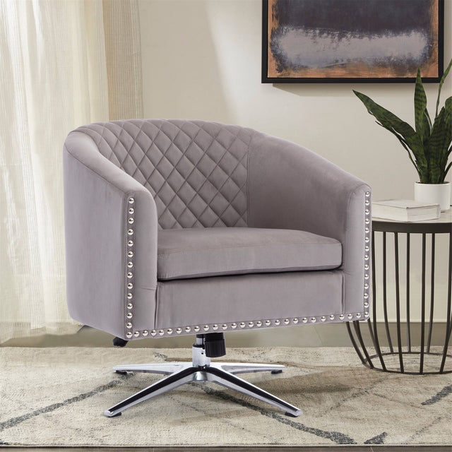 COOLMORE Swivel Barrel chair living room chair with nailheads and Metal base