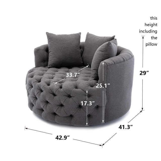 Coolmore Modern swivel accent chair barrel chair for hotel living room / Modern leisure chair Grey