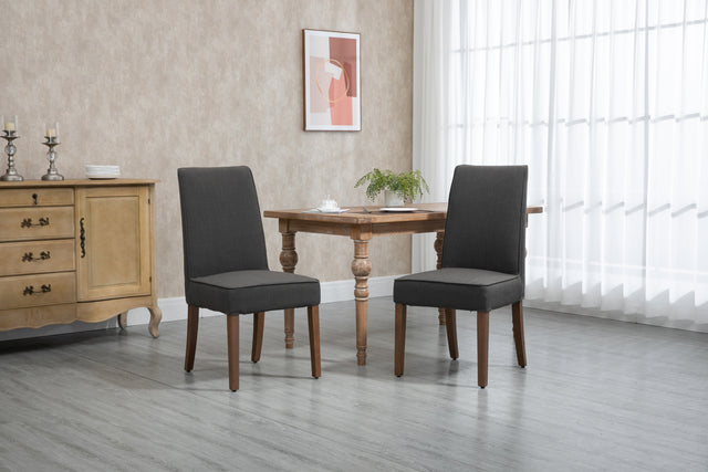 Cover Removable Interchangeable and Washable Gray Linen Upholstered Parsons Chair with Solid Wood Legs 2 PCS