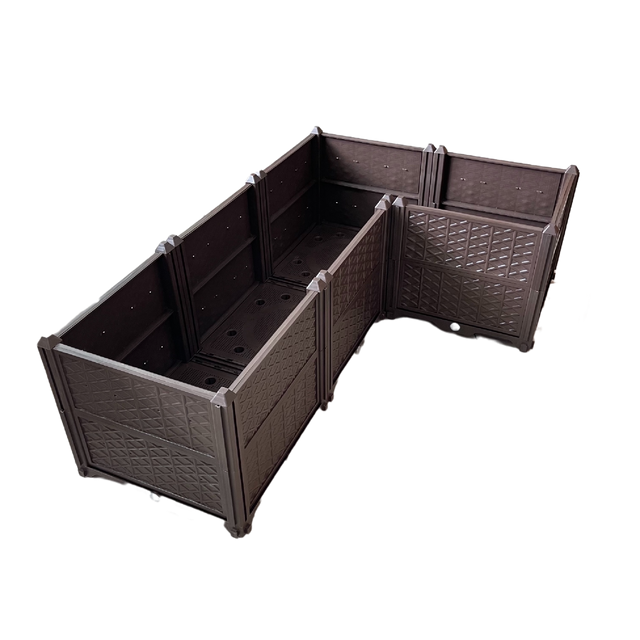 Rectangular Raised Garden Bed Kit Indoor Outdoor Plastic Planter Grow Box for Fresh Vegetables, Herbs, Flowers & Succulents, Brown, 61.41'' x 15.35'' x 14.17''