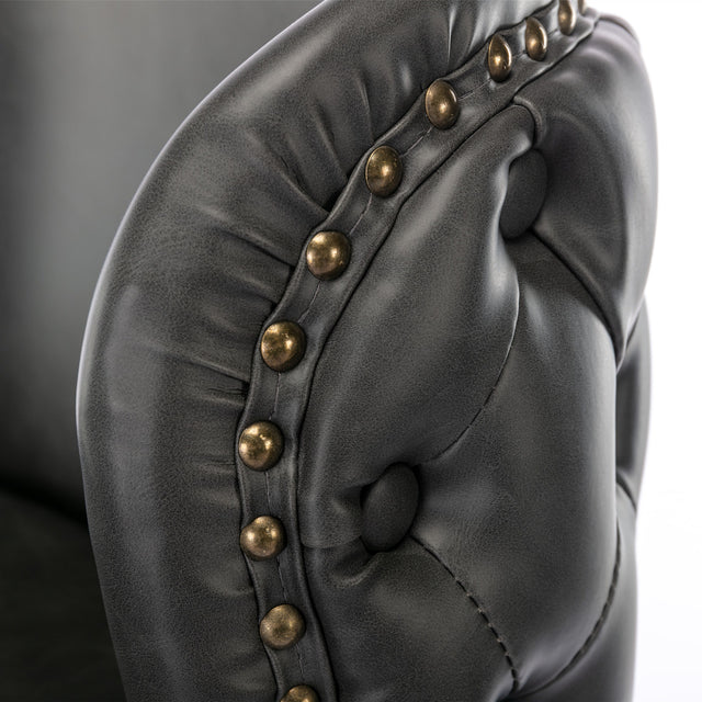 A&A Furniture,Swivel Barstools Adjusatble Seat Height, Modern PU Upholstered Bar Stools with the whole Back Tufted, for Home Pub and Kitchen Island(Dark Gray, Set of 2)