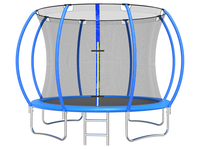 12FT Round Trampoline with Safety Enclosure Net & Ladder, Spring Cover Padding,