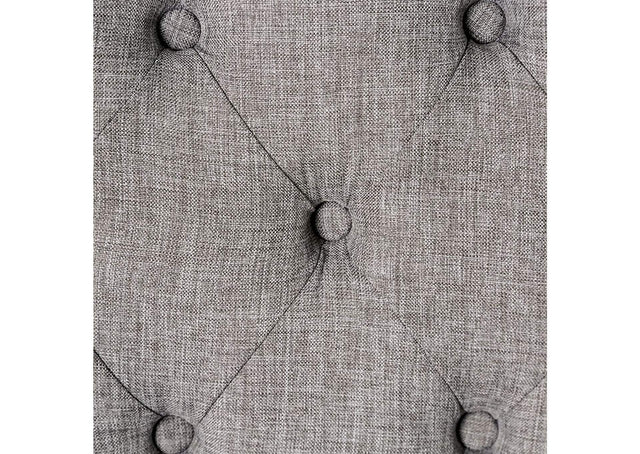 Classic Light Gray Color 1PC BENCH Button Tufted Linen Like Fabric Solid wood Chair Upholstered Seat Breakfast Rustic Dining Room Furniture