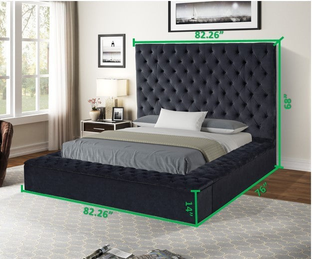 Nora Full 6 Pc Vanity Tufted Storage Bedroom Set made with Wood Gray