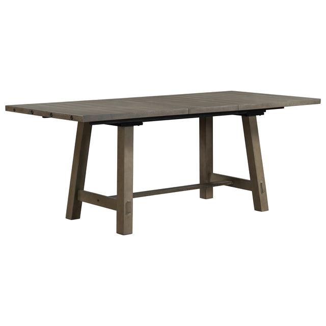 TREXM Retro Style Rectangular Dining Table Wood Extendable Dining Table with 18" Leaf, Seats up to 8 (Gray)