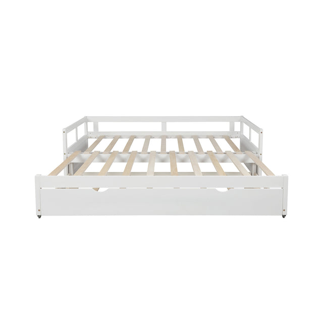Extending Daybed with Trundle, Wooden Daybed with Trundle, White