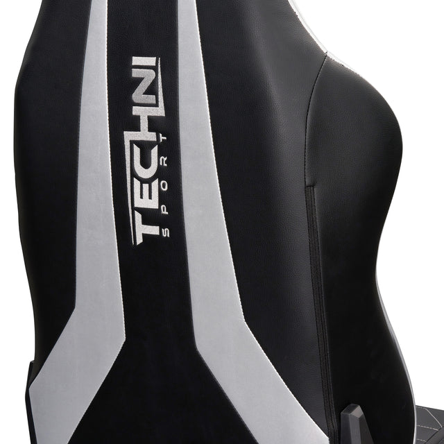 Techni Sport Ergonomic Racing Style Gaming Chair - Silver