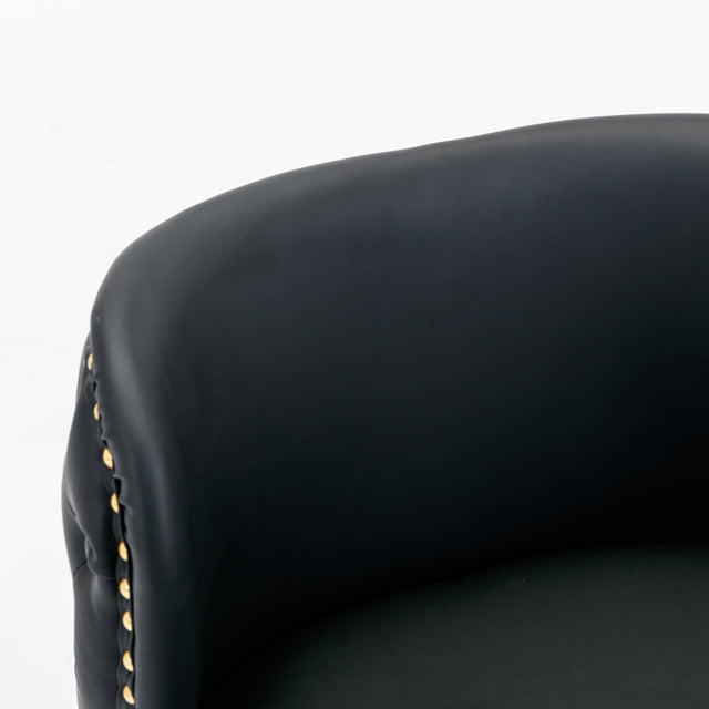 A&A Furniture,Swivel Barstools Adjusatble Seat Height, Modern PU Upholstered Bar Stools with the whole Back Tufted, for Home Pub and Kitchen Island(Black, Set of 2)
