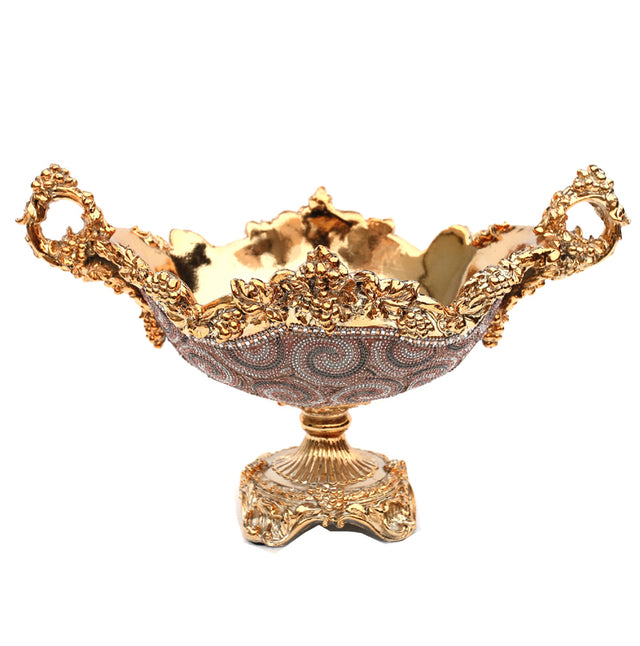 Ambrose Chrome Plated Crystal Embellished Ceramic Fruit Platter