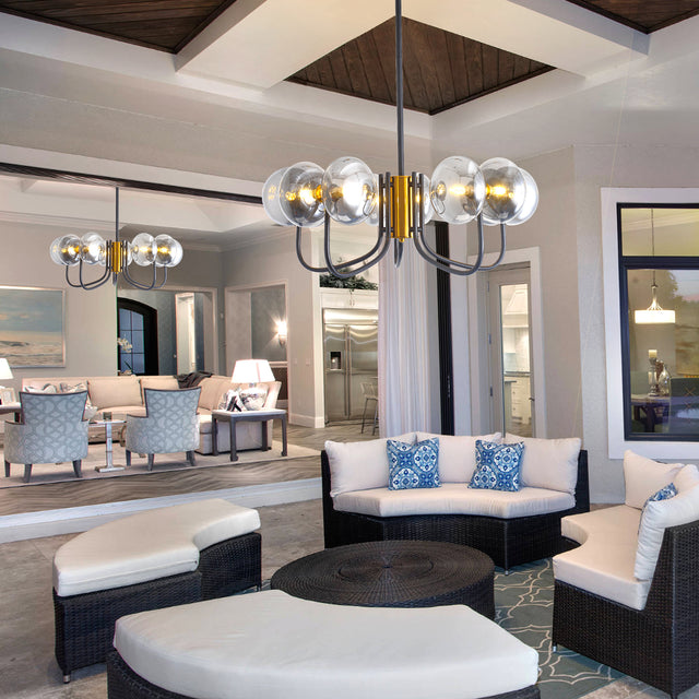 Modern American chandelier-black gold iron glass lampshade -10 bulbs -G9 lamp holder