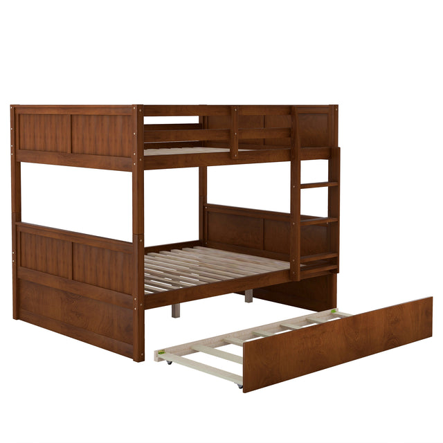 Full Over Full Bunk Bed with Twin Size Trundle, Walnut ( old sku: LP000250AAL)