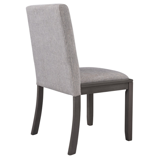 TOPMAX 5-Piece Dining Set, Wood Rectangular Table with 4 Linen Fabric Chairs, Gray