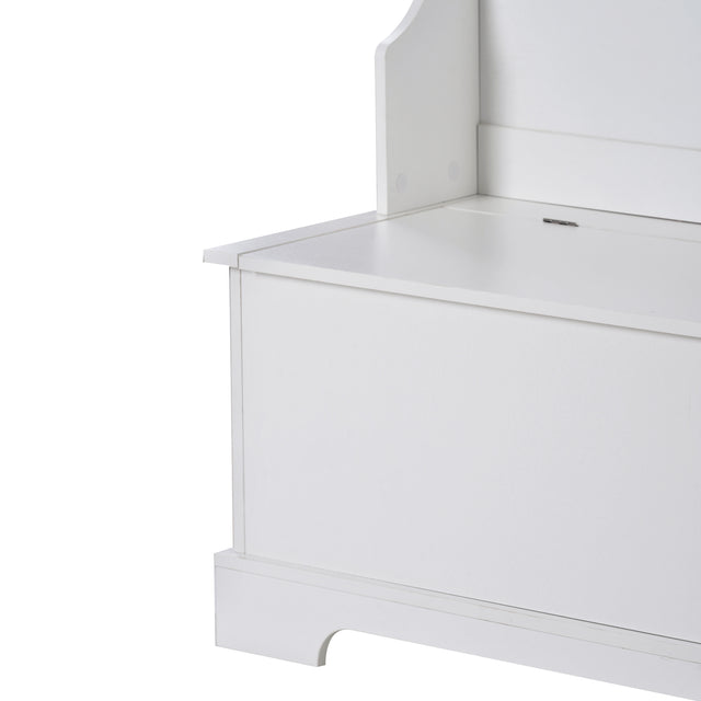 ON-TREND Hall Tree with 4 Hooks and Hinged Lid, Coat Hanger, Entryway Bench, Storage Bench, 3-in-1 Design, for Entrance, Hallway (White)