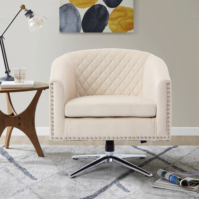COOLMORE Swivel Barrel chair living room chair with nailheads and Metal base